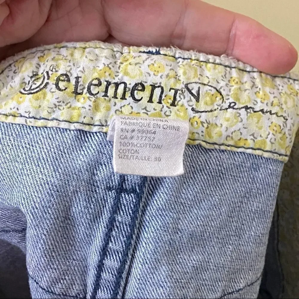 Denim Cut Off Lace Accent Shorts By Elements Size 30